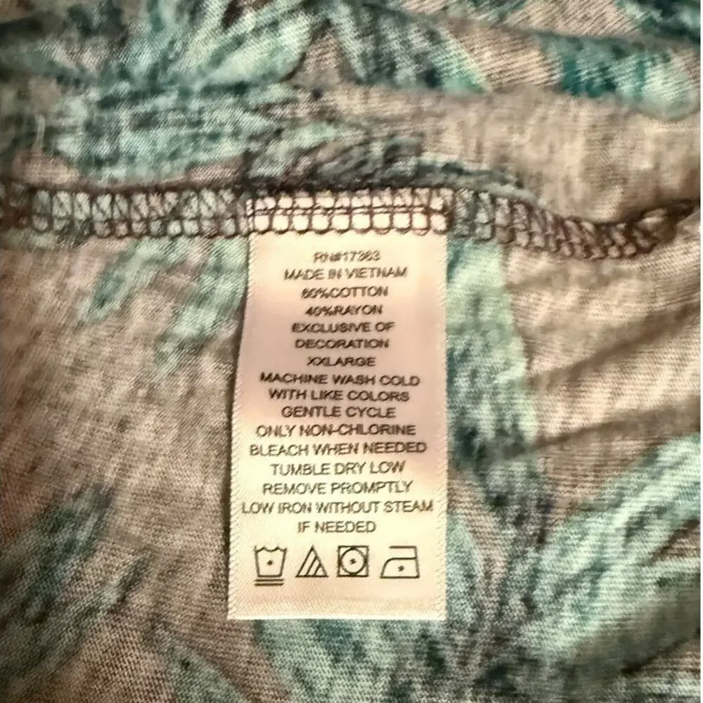 Tommy Bahama NWT Womens XXL Lounge Sleep Shirt Charcoal Green Tropical Top READ